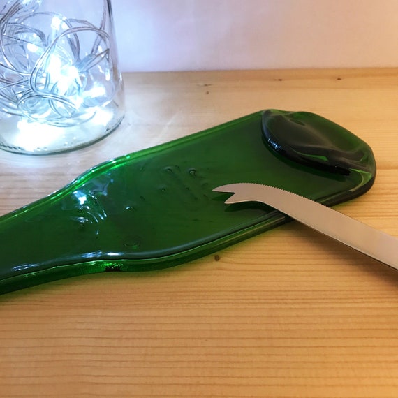 Upcycled Glass Cheese Board: Gin & Beer Bottle Platter, Spoon Rest