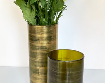 Flower Vase, Upcycled Glass bottle, Wine Lovers Gift, House warming gift, Gold Brushed