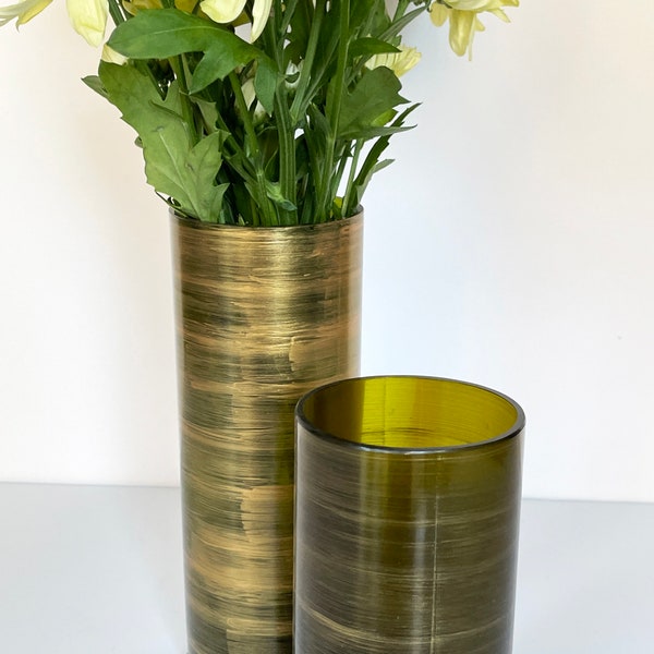 Flower Vase, Upcycled Glass bottle, Wine Lovers Gift, House warming gift, Gold Brushed