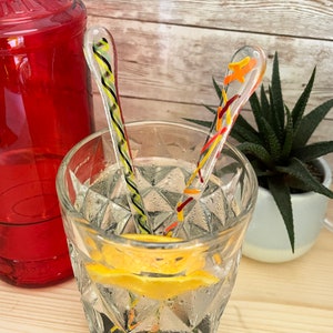 Handmade Fused Glass Drink Stirrer, Cocktail Stirrer, Swizzle stick; Chopsticks design
