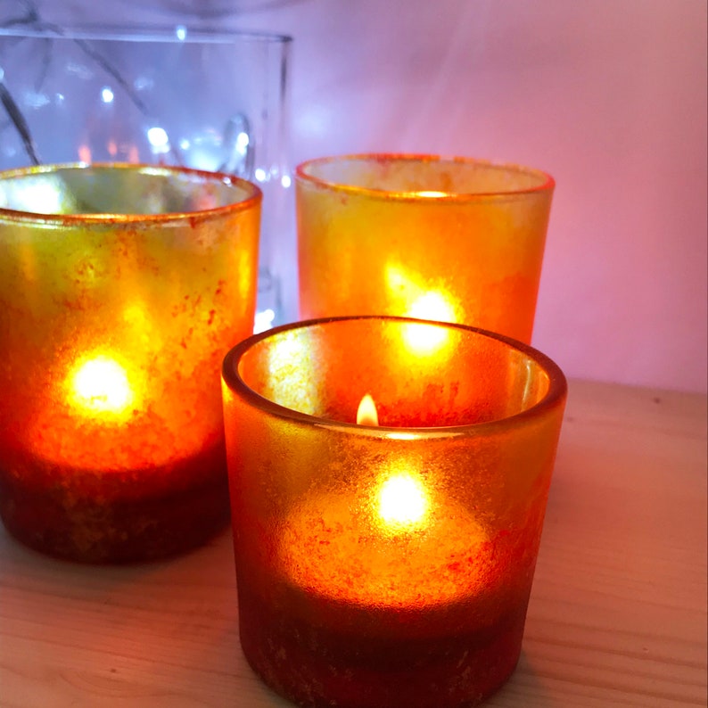 Hand Painted Glass Tealight Candle Holders Etsy