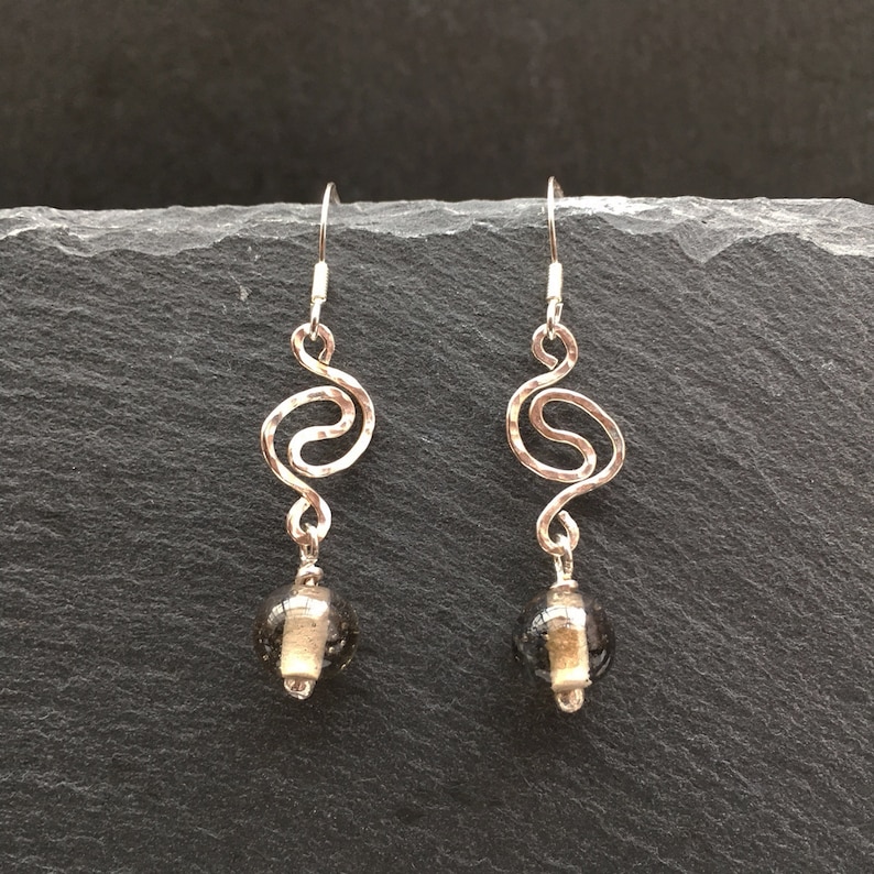 Sterling Silver and Fused Glass Necklace and Drop Earrings Set Cranes