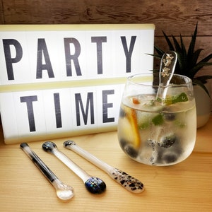 Handmade Fused Short Glass Drink Stirrer, Cocktail Stirrer, Swizzle stick, Short stirrers