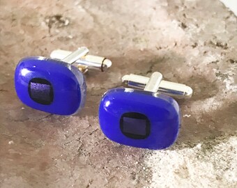 Opal and Shine Fused Glass Cufflinks, Father's Day Gift, Women's Cufflinks