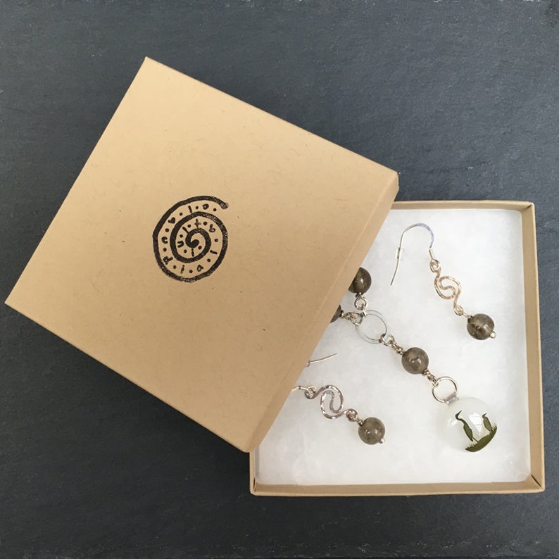 Sterling Silver and Fused Glass Necklace and Drop Earrings Set Cranes