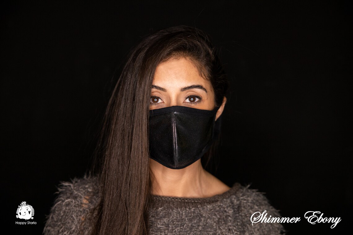 3 PACK Shimmer Ebony Face Mask Reusable Face Mask Cotton Etsy