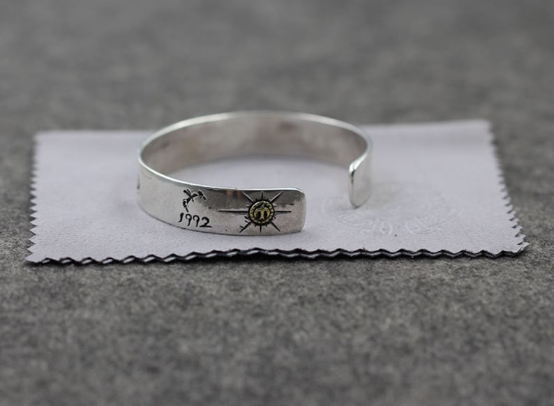 Personalize Bracelet,Gift for him Vintage Bracelet Sterling Silver Bird Bracelet,Silver Bracelet Rustic Bracelet