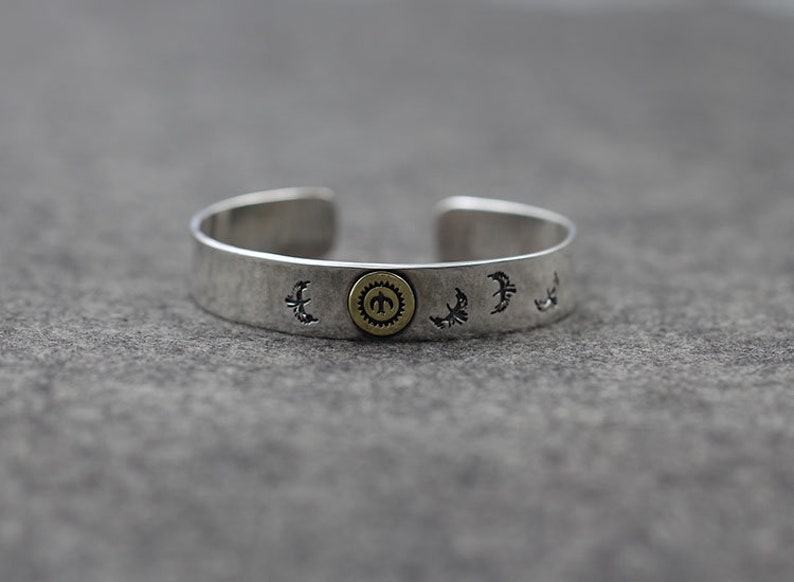 Personalize Bracelet,Gift for him Vintage Bracelet Sterling Silver Bird Bracelet,Silver Bracelet Rustic Bracelet