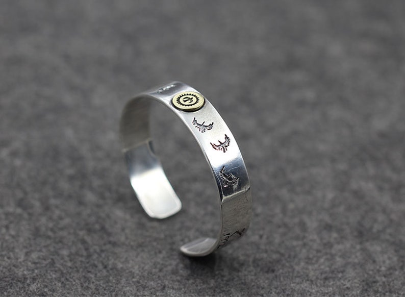 Personalize Bracelet,Gift for him Vintage Bracelet Sterling Silver Bird Bracelet,Silver Bracelet Rustic Bracelet