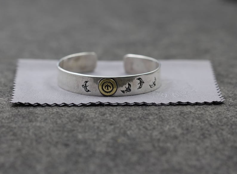 Personalize Bracelet,Gift for him Vintage Bracelet Sterling Silver Bird Bracelet,Silver Bracelet Rustic Bracelet