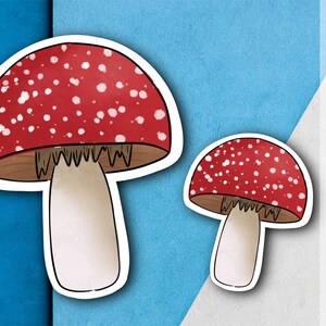 Sticker champignon rouge | Lot d'autocollants Cottage Core Garden Forest | Sticker journal pour ordinateur portable facile à décoller