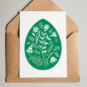 GRÜNE Folk Osterkarten-Packung | Frühlings-Volkskunst-Blumenblumen-Natur-Karten-Box | UK Handgefertigte Single Multipack Anlass Karten