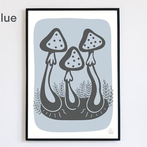 Fliegenpilz Kunstdruck A5 | Pilz Wald Natur Märchen Fliegenpilz Illustration | Minimal Schwarz Weiß | Handgefertigte UK Einzigartige Geschenk Wand Kunstwerk