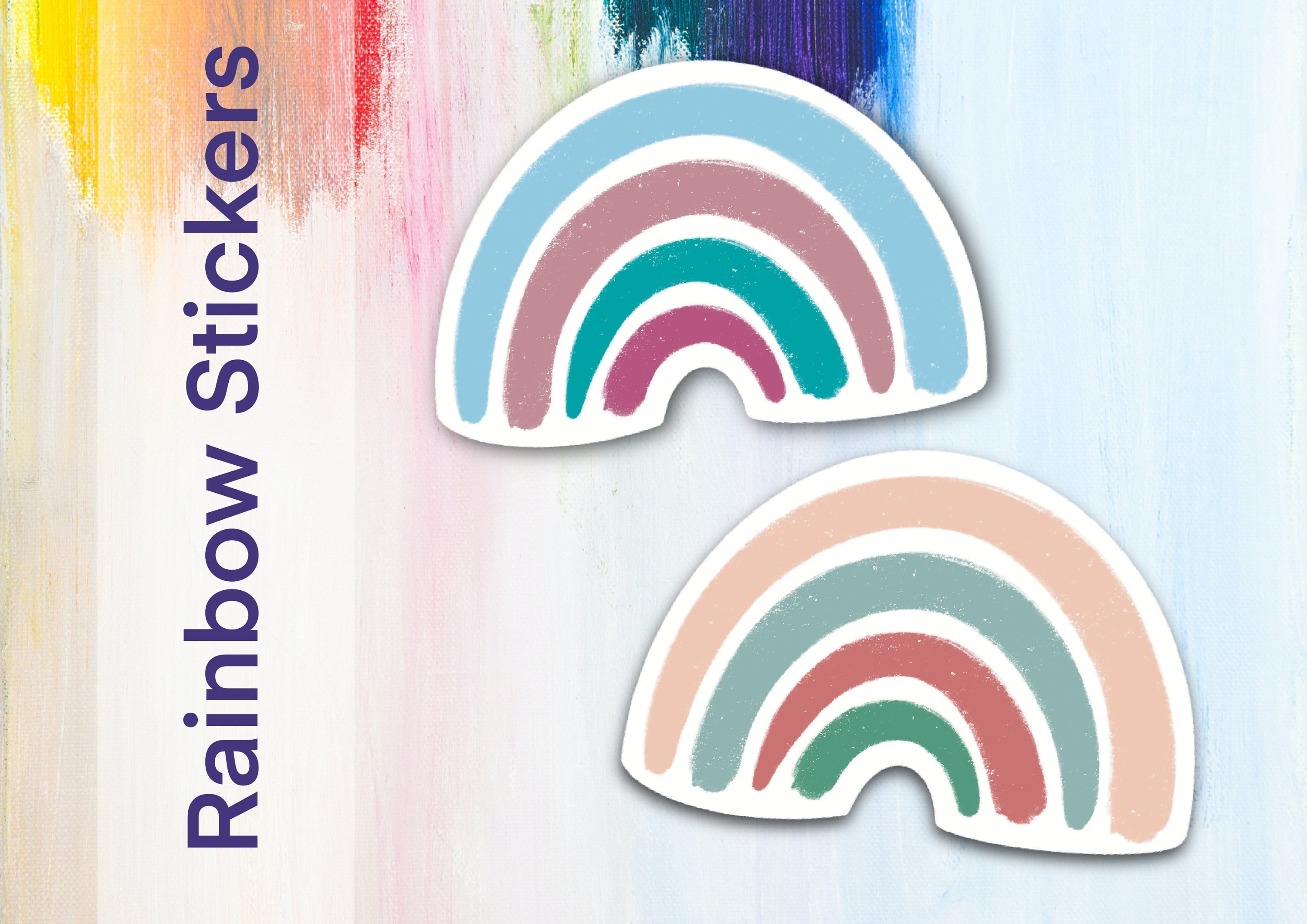 Pastel Rainbow Sticker | Gloss Nature Cute Unique Kids Sticker Set Pack ...