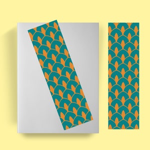 Teal Art Deco Nouveau Bookmark | Reading Log Tracker Record Card Reader Progress | Bibliophile Book Lover Gift | Handmade UK Vintage Pattern