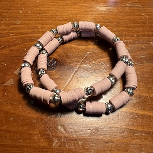 Pink Heishi 6mm bracelet; pink bracelet