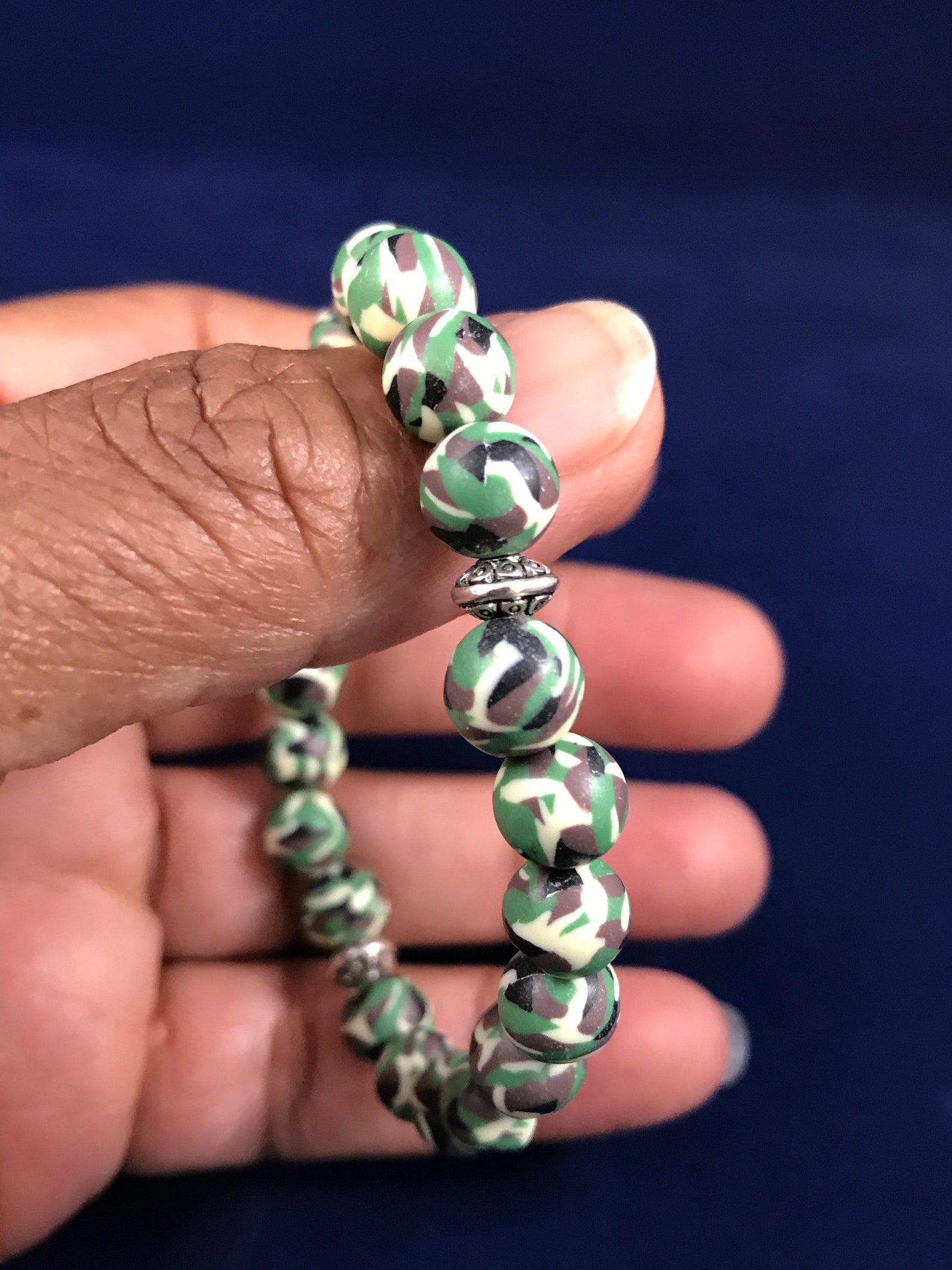 Camo Clay Bead Bracelet Unisex Bracelet Camouflage Ladies Etsy