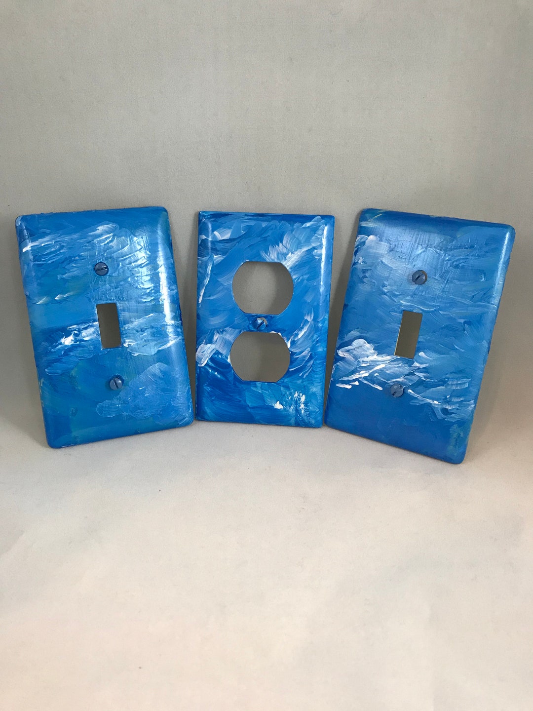 Hand Painted Blue White Single Switch Cover Switch Plate Home Living