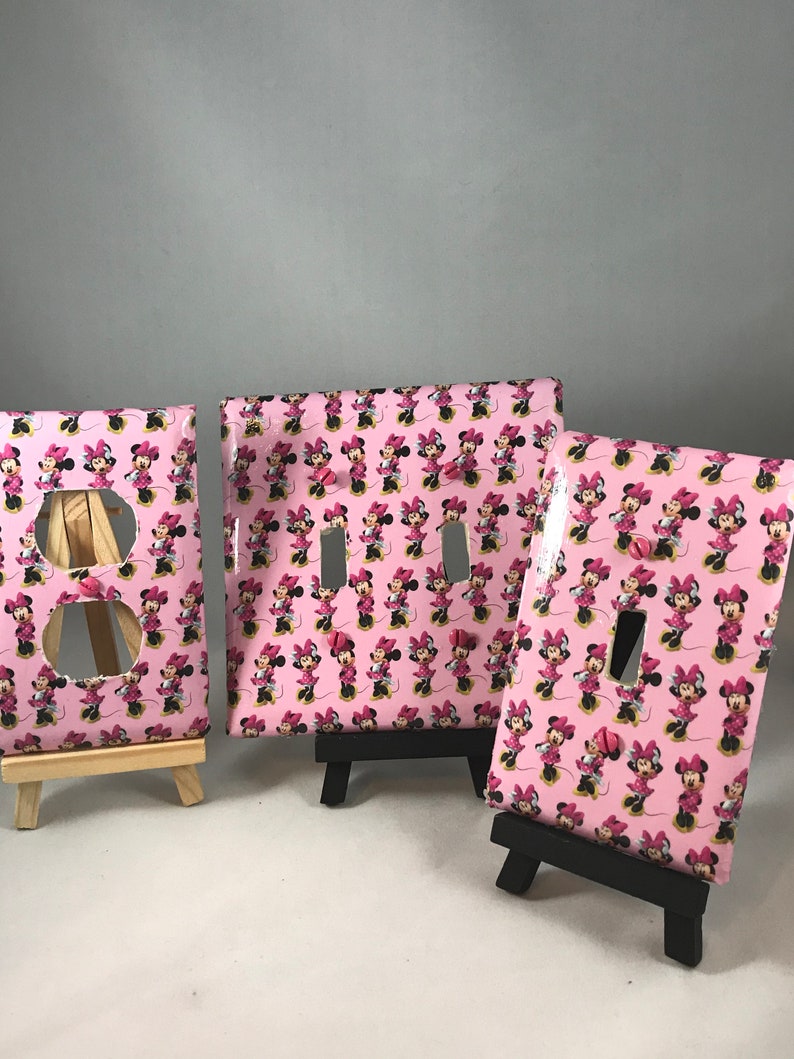 Pink Minnie Mouse light switch cover; outlet plates Pink Minnie Mouse light switch cover; outlet plates