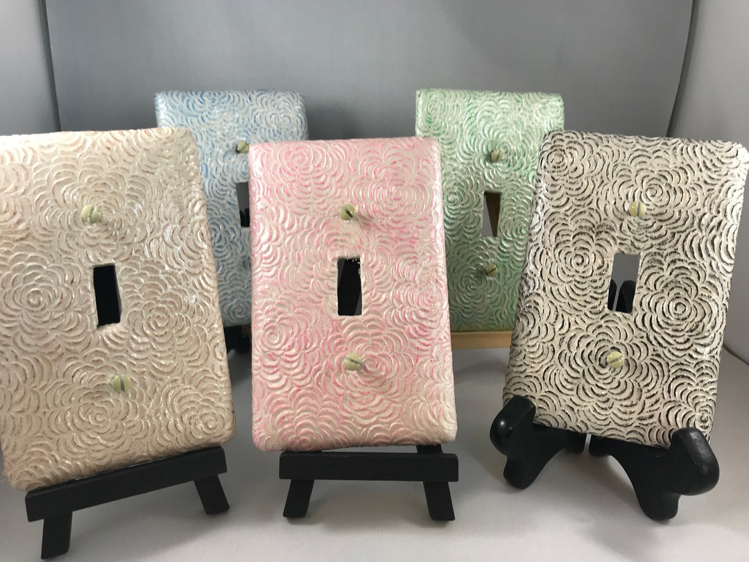 Textured Light Switch Covers Wall Outlet Decoupage Light Etsy