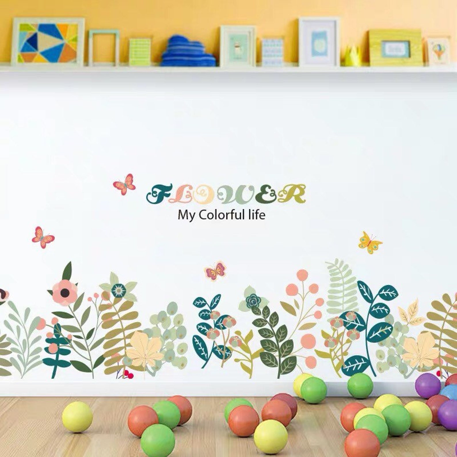 Green Wall Sticker Wall Decal Plants Wall Decalsucculent Etsy