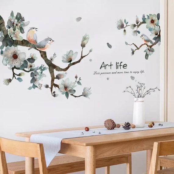 sakura wall sticker wall decal flowers wall decal cool wall | etsy