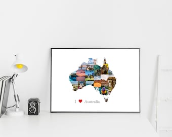 Australia Photo Collage Map – Personalized Travel Keepsake (Digital Download)