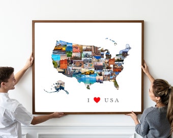 USA Photo Collage Map – Personalized Travel Memory Art (Digital Download)