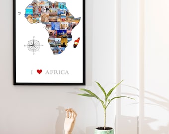 Africa Photo Collage Map – Personalized Travel Souvenir (Digital Download)