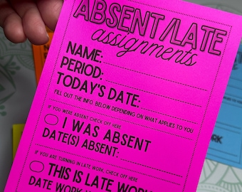 Digital Download- Student Absent/Late Work Form | Google Slides | Classroom Resources | Teacher Resources | Editable Teacher Forms