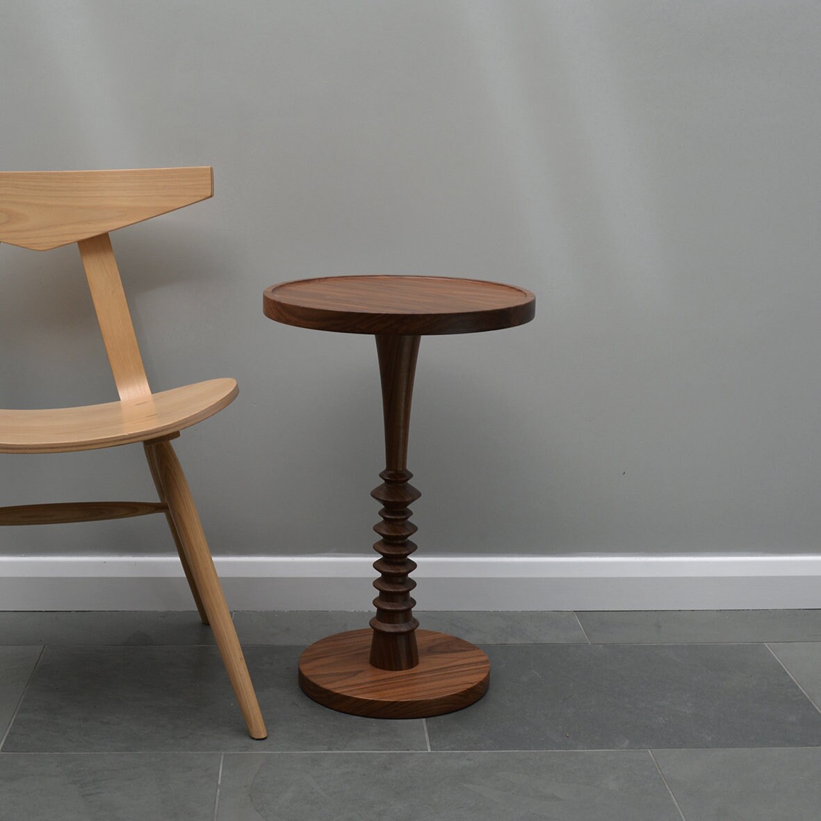 Round Wooden Pedestal Side Table, Bedside Table, Corner Table Etsy