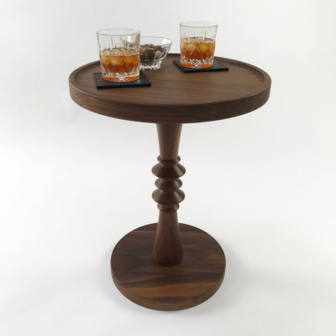 Round Wooden Pedestal Side Table, Bedside Table, Corner Table Etsy