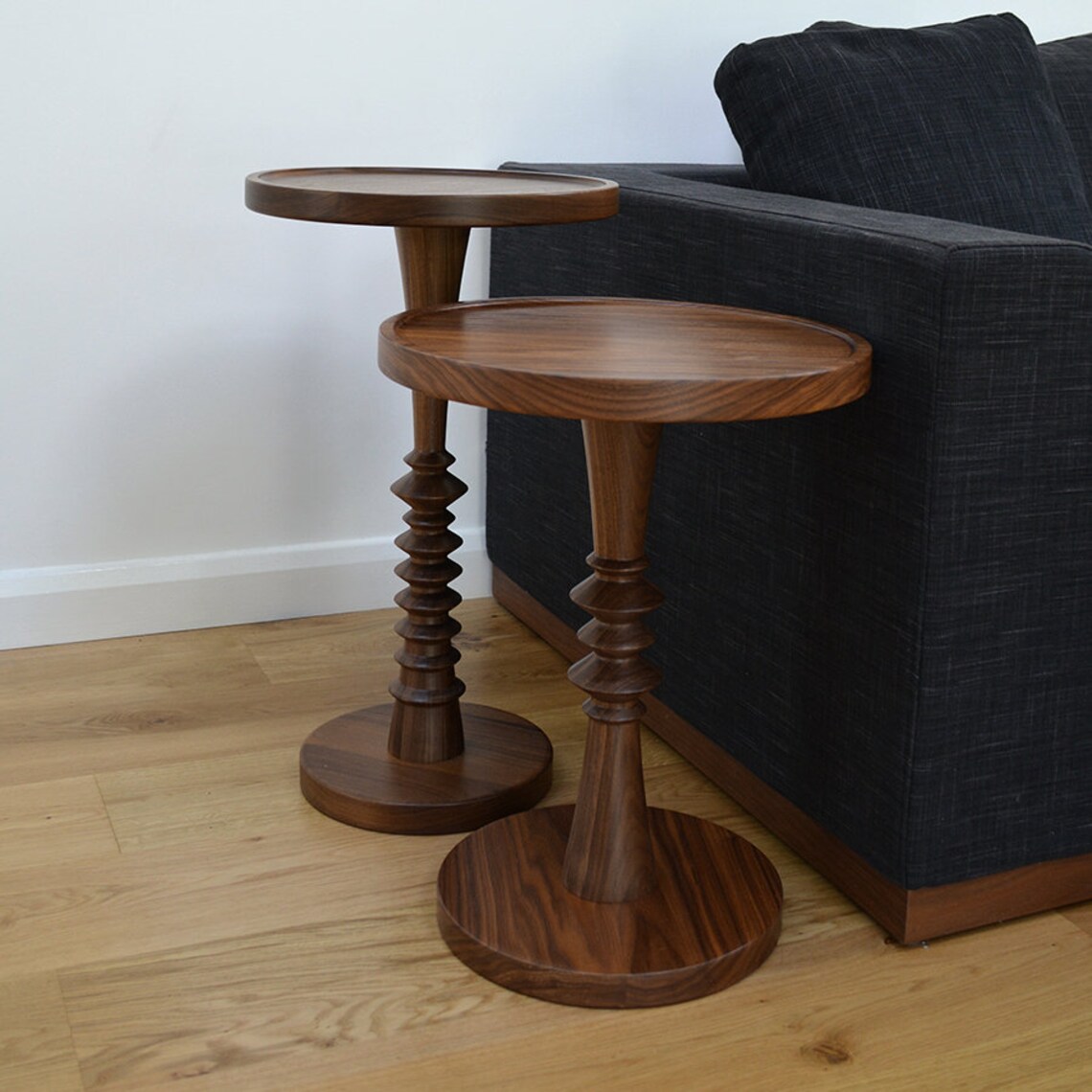 Round Wooden Pedestal Side Table Bedside Table Corner Table Etsy UK