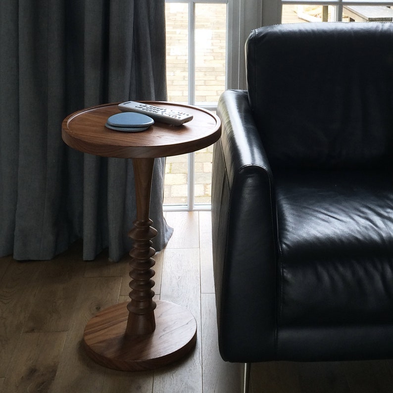 Round Wooden Pedestal Side Table Bedside Table Corner Table Etsy UK