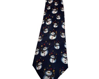 Corbata navideña de muñeco de nieve azul marino de Hallmark Specialties, poliéster, para hombre, festiva