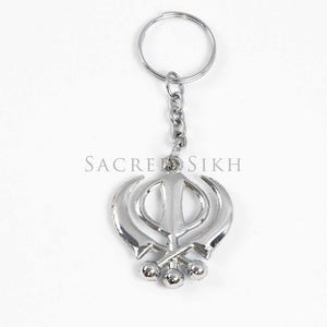 Khanda Key Ring – Stunning Steel Sikh Khalsa Keychain – Singh Kaur Punjabi Gift LL9