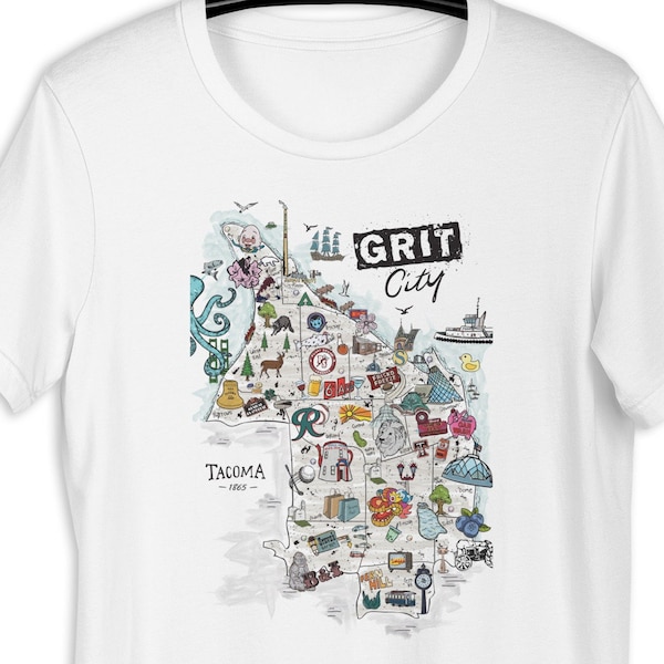 Unisex Tee/Grit City Map/Tacoma Districts/Tacoma Apparel