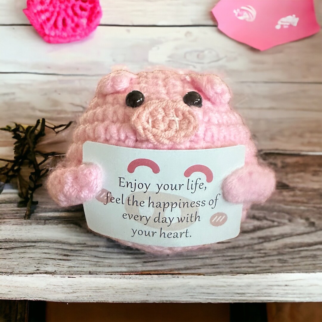 Crochet Positive Cute Pig Gift Box || Cute Purse Gift Box || Cute Positive Pink Pig ...