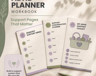 ADHD Planner Workbook Printable PDF | Executive Function Planner | ADHD Organization, Focus & Self-Care Pages