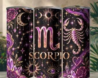 Scorpio Zodiac Tumbler Wrap, Scorpio Astrology PNG, Zodiac Sign Digital Design, Scorpio Birthday Gift, Sublimation