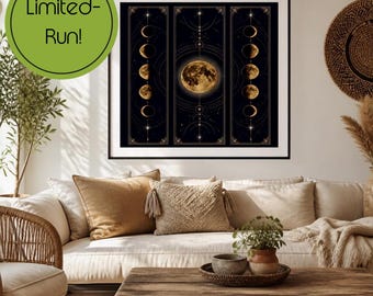 Dark Feminine Moon Phase Wall Art, Celestial Gothic Printable (Digital Download)