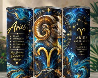 Ariel Zodiac Sign Tumbler Wrap, Mermaid Zodiac PNG, Astrology Birthday Design, Digital Download, Ocean Lover Gift