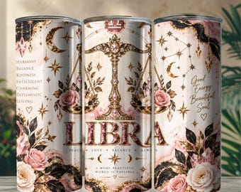 Libra Zodiac Tumbler Wrap, Libra Astrology PNG, Zodiac Sign Digital Design, Libra Birthday Gift, Sublimation Download