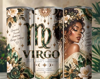 Virgo Zodiac Tumbler Wrap, Virgo Astrology PNG, Zodiac Sign Digital Design, Virgo Birthday Gift, Sublimation