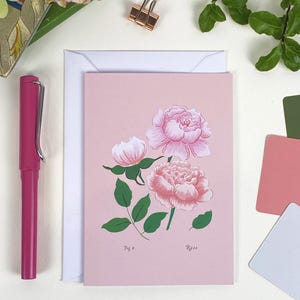 Blanco bloemenwenskaart | Bloemen geboortemaand | A6 geïllustreerde botanische rozenkunstkaart | Verjaardag juni | Nieuwe babykaart | Valentijnskaart
