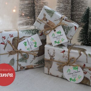 3 Étiquette cadeau personnalisée Joyeux Noël | Étiquettes cadeaux imprimables | Étiquette-cadeau de vacances | Étiquette-cadeau de vacances modifiable