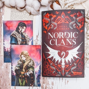 Postkarten-Set Nordic Clans von Asuka Lionera Charakterkarten Buchillustration character illustration bookish merch Bild 2