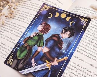 Postkarte Moonlight Sword Gold| Book Merch | Book Accessoires | Asuka Lionera