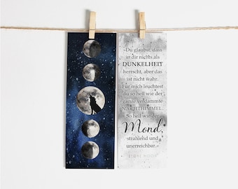 Bookmark "Wolf Moon" | Feral Moon | Gift girlfriend | Bookmarks Paper | Bookmark Quotes | Bookmark Proverbs | Wolf Moon