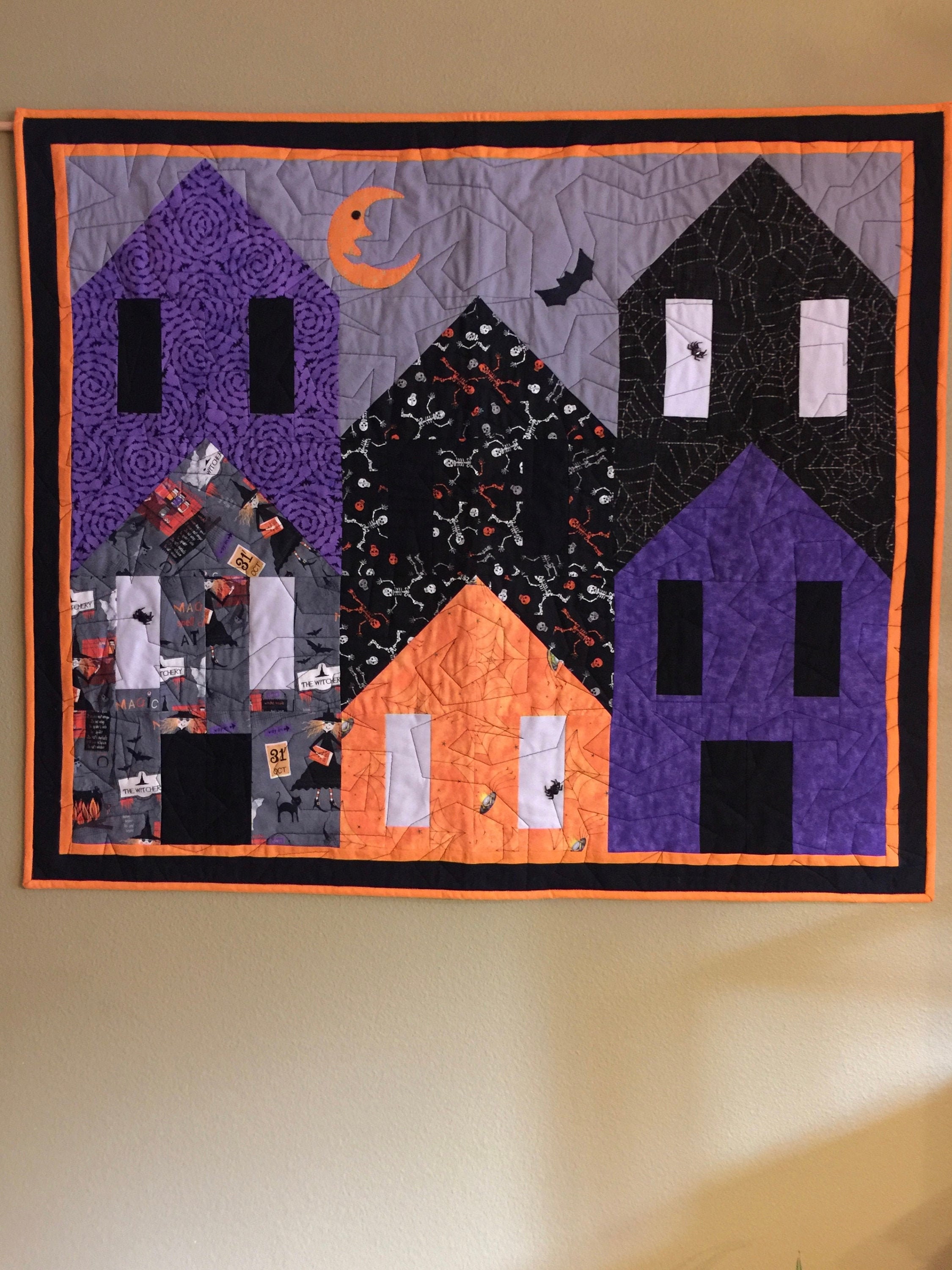 Halloween Quilted Wall Hanging Freightful Neighborhood